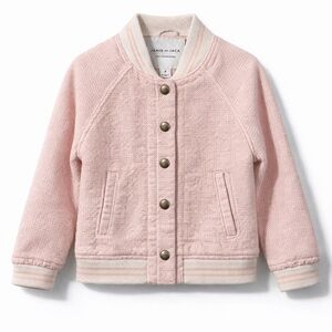 Janie and Jack Pink Bomber Jacket Size 4 | Girls Snap Front Varsity Coat